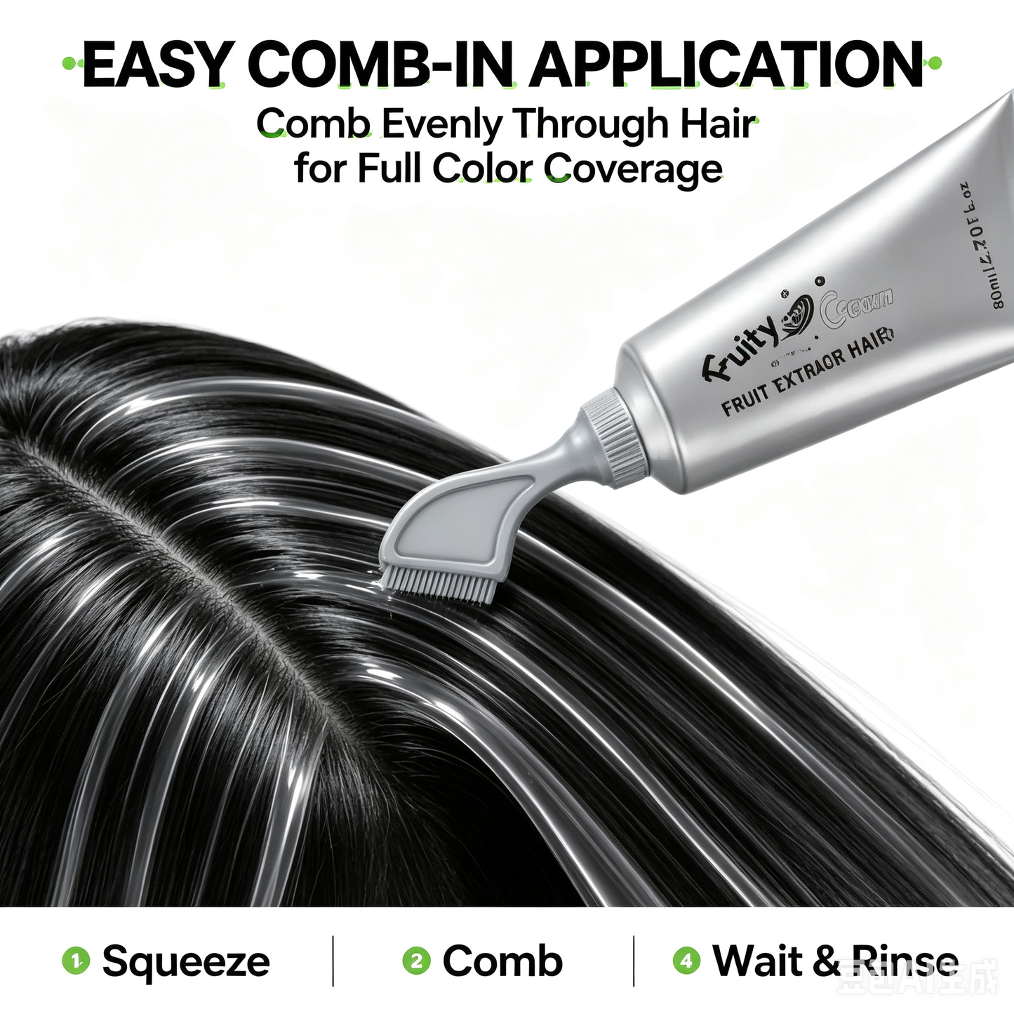 šFruit Extract Hair Dye Comb / Hair Dye Cream ā Portable Home Use, Gentle Plant-Based Hair Dye, Reusable No Mix Hair ColorāØ
