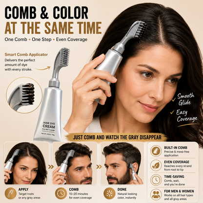 🥳2026 HOT SALE🥳 - 50% OFF🔥Instant Gray Coverage Hair Dye Comb for Men & Women