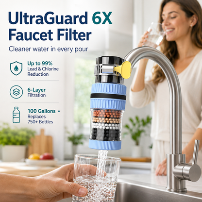 360° Swivel Faucet Water Filter – 6-Layer Filtration & Universal Kitchen Tap Fit