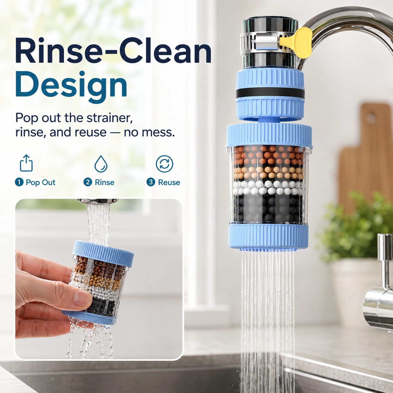 360° Swivel Faucet Water Filter – 6-Layer Filtration & Universal Kitchen Tap Fit