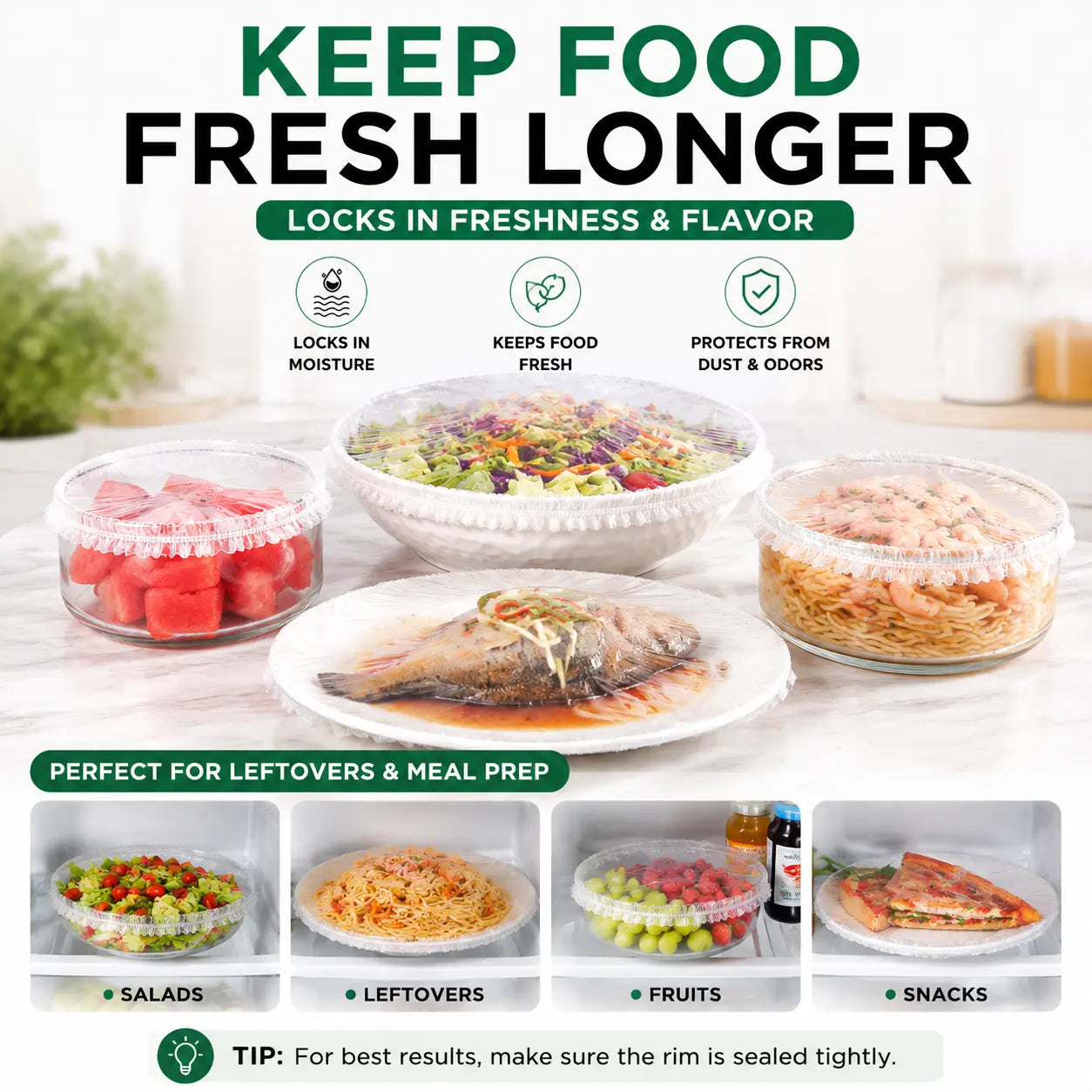 100PCS Disposable Stretch Food Covers for Bowls & Plates🛒