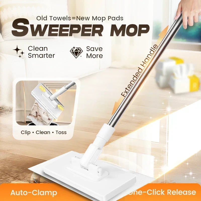 ⏳Hot Sale - 49% OFF🔥🔥Extendable Telescopic Disposable Flat Clip Mop, 360° Swivel Lightweight Floor Mop