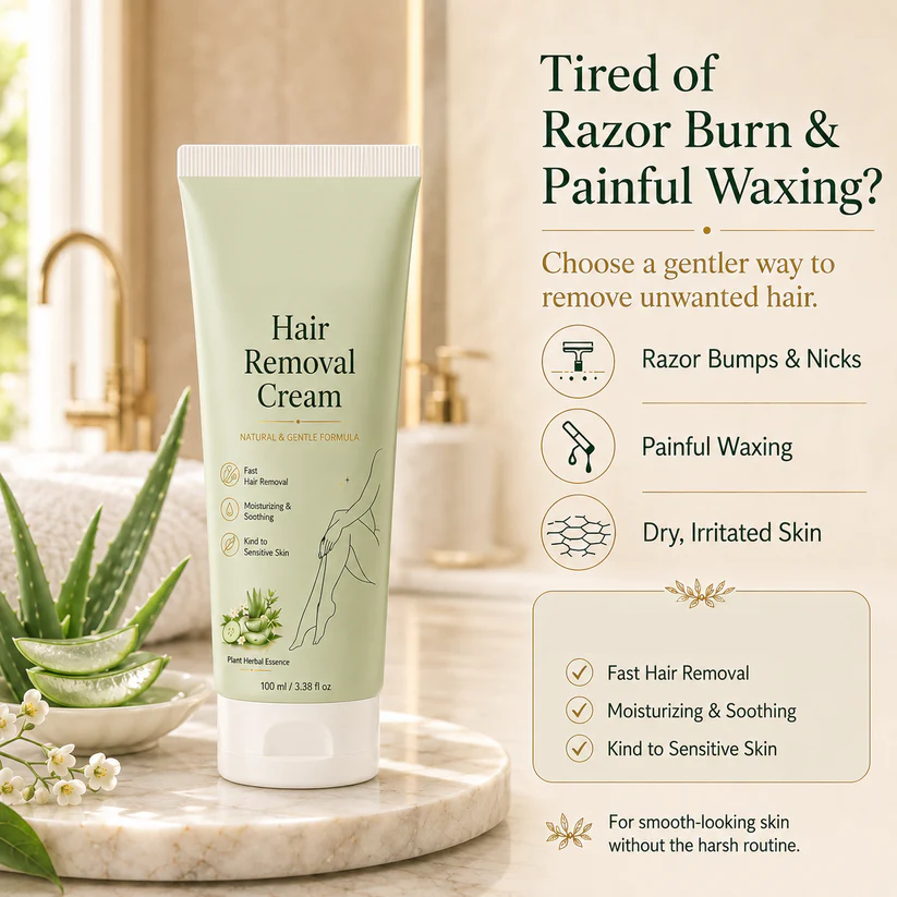 Painless Depilatory Cream – No Razor Bumps, No Harsh Odor