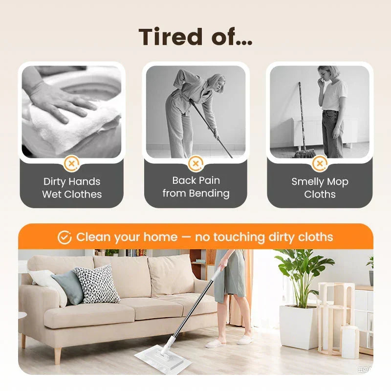 ⏳Hot Sale - 49% OFF🔥🔥Extendable Telescopic Disposable Flat Clip Mop, 360° Swivel Lightweight Floor Mop