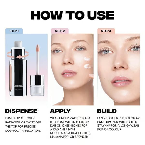 ✨ All-Day Long-Wear Liquid Glow Illuminator, Blendable Dewy Liquid Highlighter