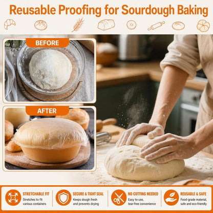200Pcs Medium Reusable Elastic Plastic Bowl Covers - Kitchen Bread Proofing