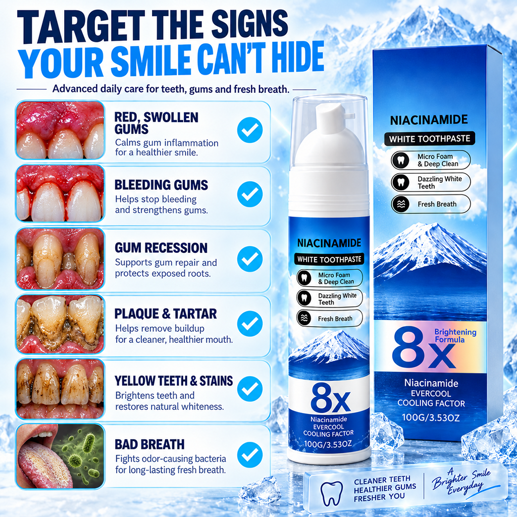🦷High-Strength Hydroxyapatite + Niacinamide Toothpaste🧪 Fight Plaque, Tartar, Yellow Teeth, Bad Breath & Gum Problems With Every Brush-8JX3