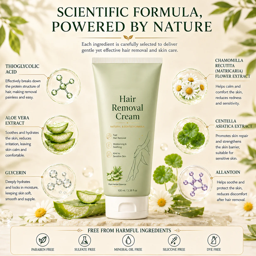 Painless Depilatory Cream – No Razor Bumps, No Harsh Odor