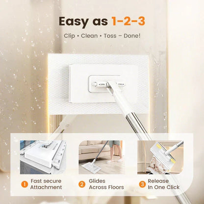 ⏳Hot Sale - 49% OFF🔥🔥Extendable Telescopic Disposable Flat Clip Mop, 360° Swivel Lightweight Floor Mop