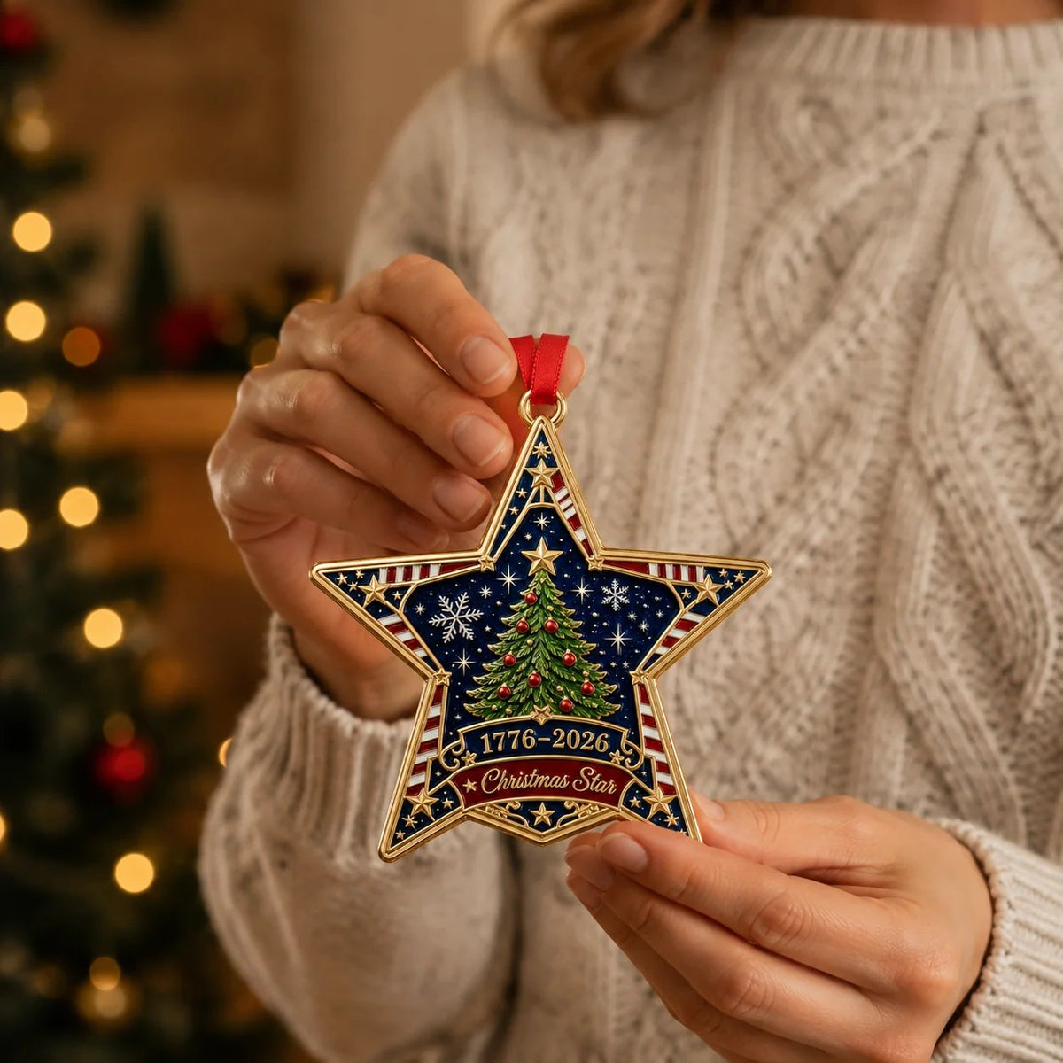 Patriotic Christmas keepsake size and details