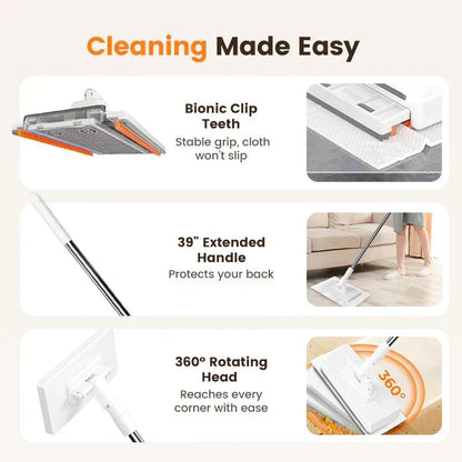⏳Hot Sale - 49% OFF🔥🔥Extendable Telescopic Disposable Flat Clip Mop, 360° Swivel Lightweight Floor Mop