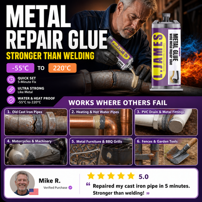 🔥Hot Sale 48% OFF🔥 Metal Weld Repair Glue – 2-Part Epoxy, Waterproof, Heat-Resistant, Drillable 🔧