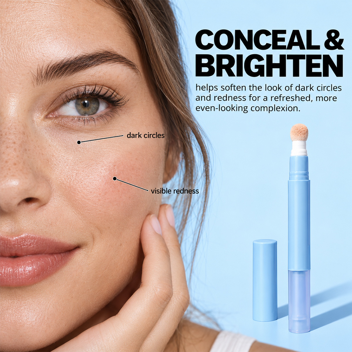 🥳2026 HOT SALE🥳💞50K+ SOLD!Hydrating Cream Concealer Pen – Sponge Applicator, Matte Finish, Brightening ✨