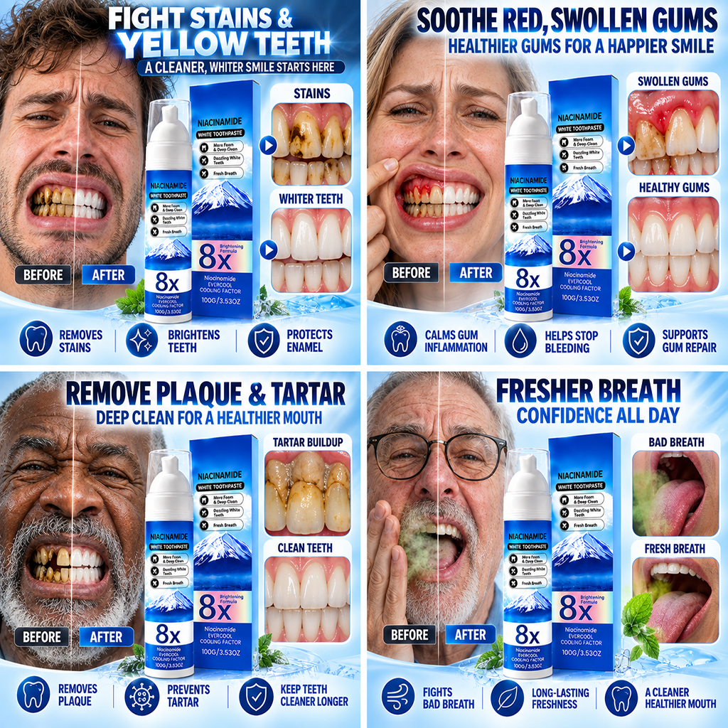 🦷High-Strength Hydroxyapatite + Niacinamide Toothpaste🧪 Fight Plaque, Tartar, Yellow Teeth, Bad Breath & Gum Problems With Every Brush-8JX3