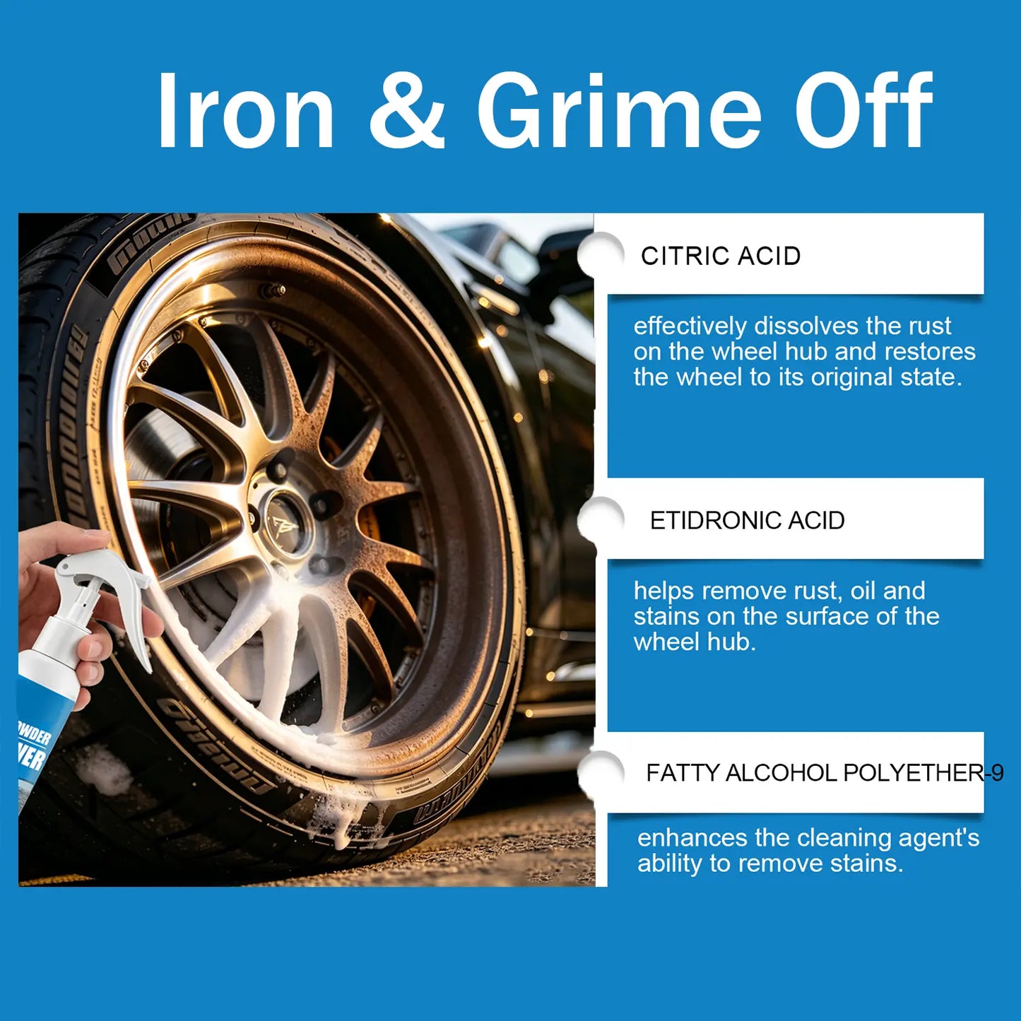 Car Rust Remover Spray for Wheels Rims Metal Surfaces