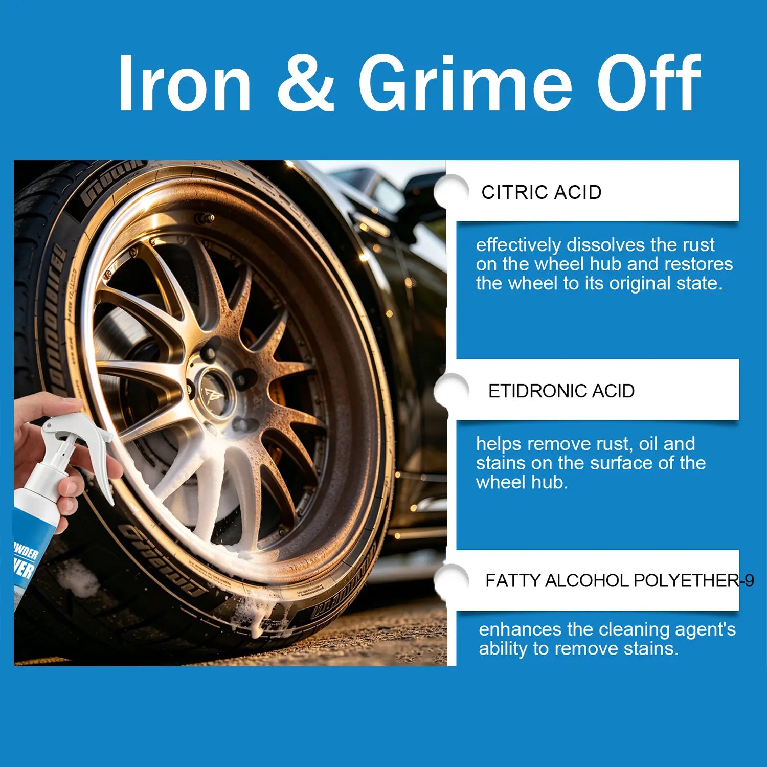 Car Rust Remover Spray for Wheels Rims Metal Surfaces