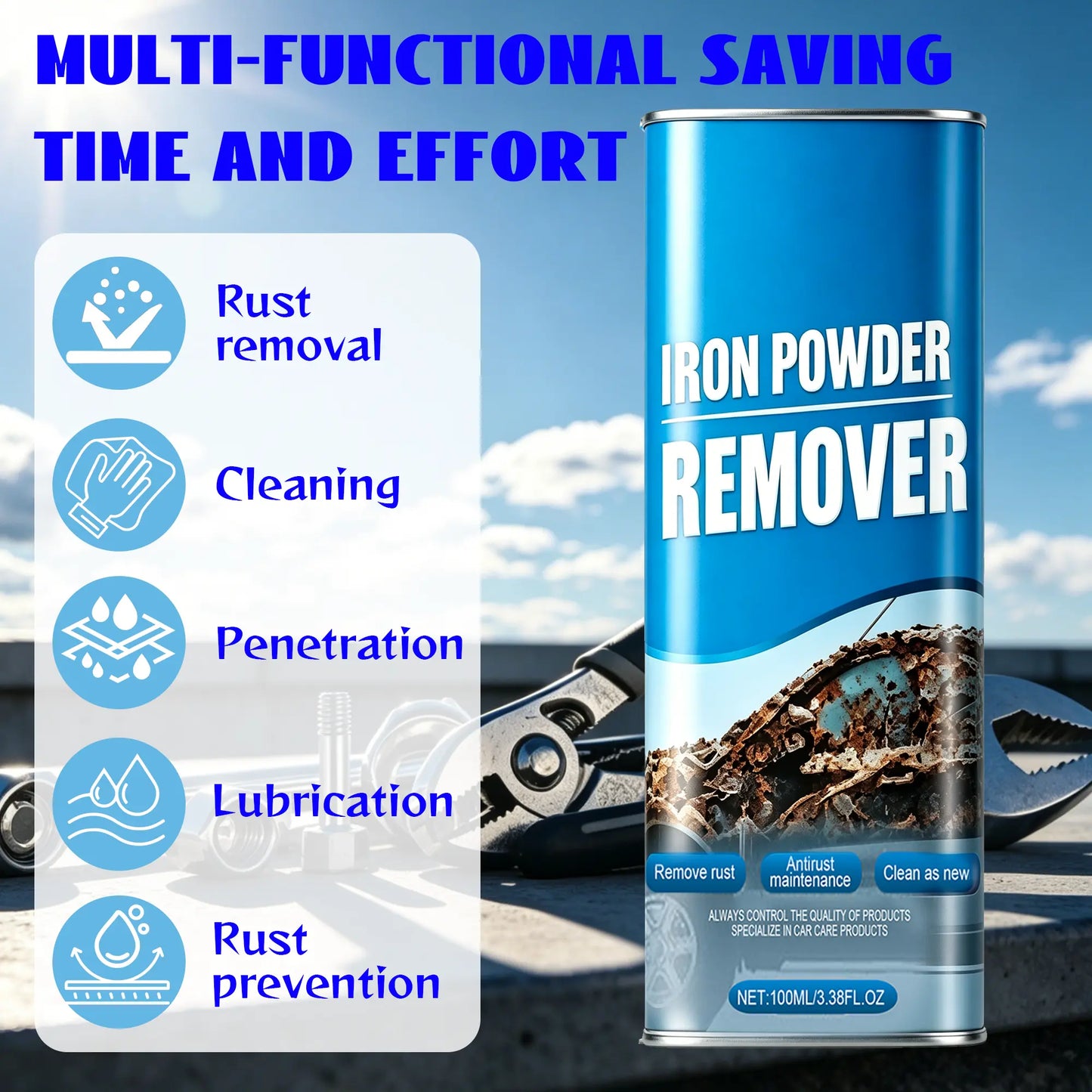 Car Rust Remover Spray for Wheels Rims Metal Surfaces