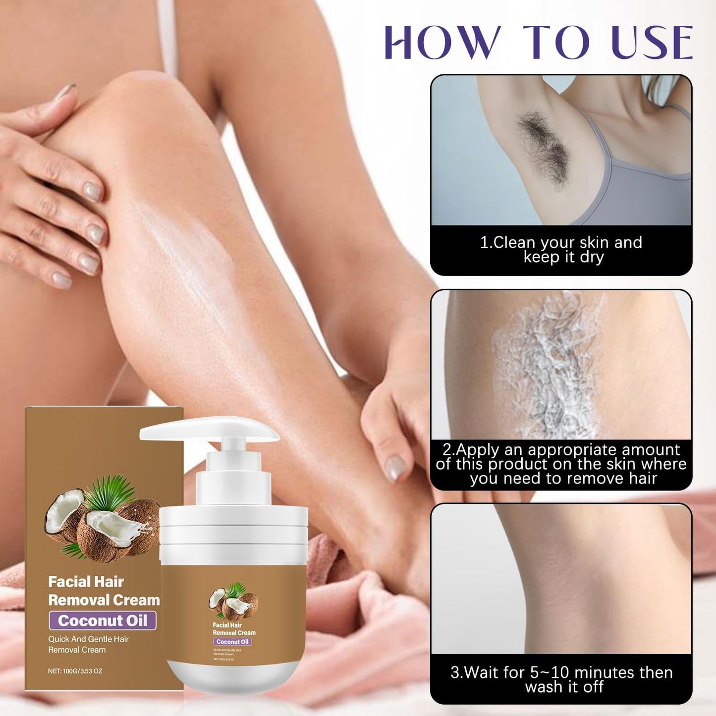 🔥Limited Time 49% off🔥-Coconut Facial Hair Removal Cream
