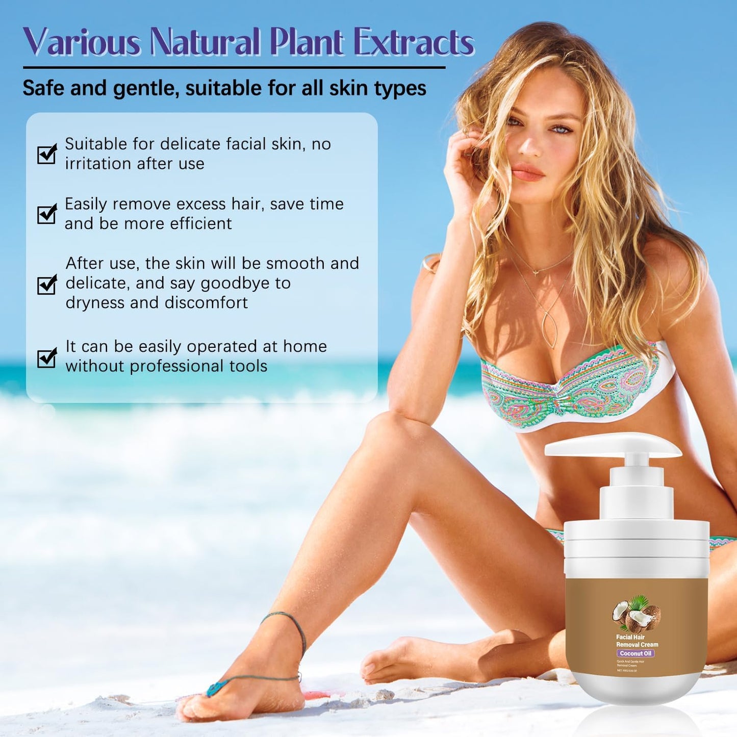 🔥Limited Time 49% off🔥-Coconut Facial Hair Removal Cream
