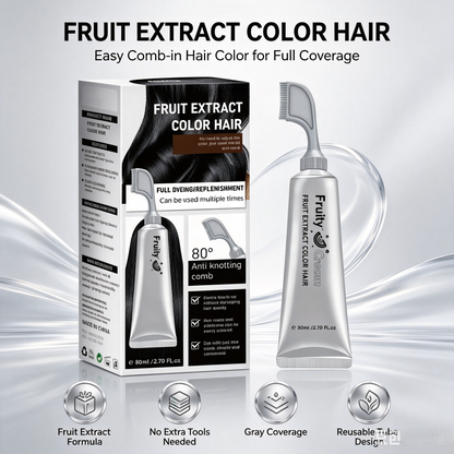 🍇Fruit Extract Hair Dye Comb / Hair Dye Cream — Portable Home Use, Gentle Plant-Based Hair Dye, Reusable No Mix Hair Color✨