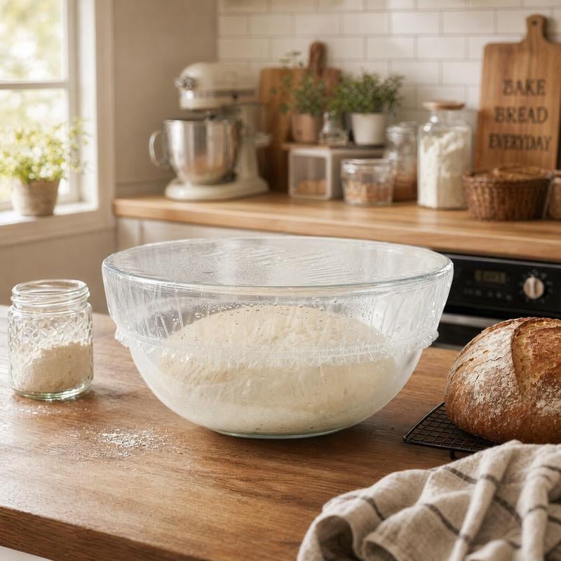 200Pcs Medium Reusable Elastic Plastic Bowl Covers - Kitchen Bread Proofing