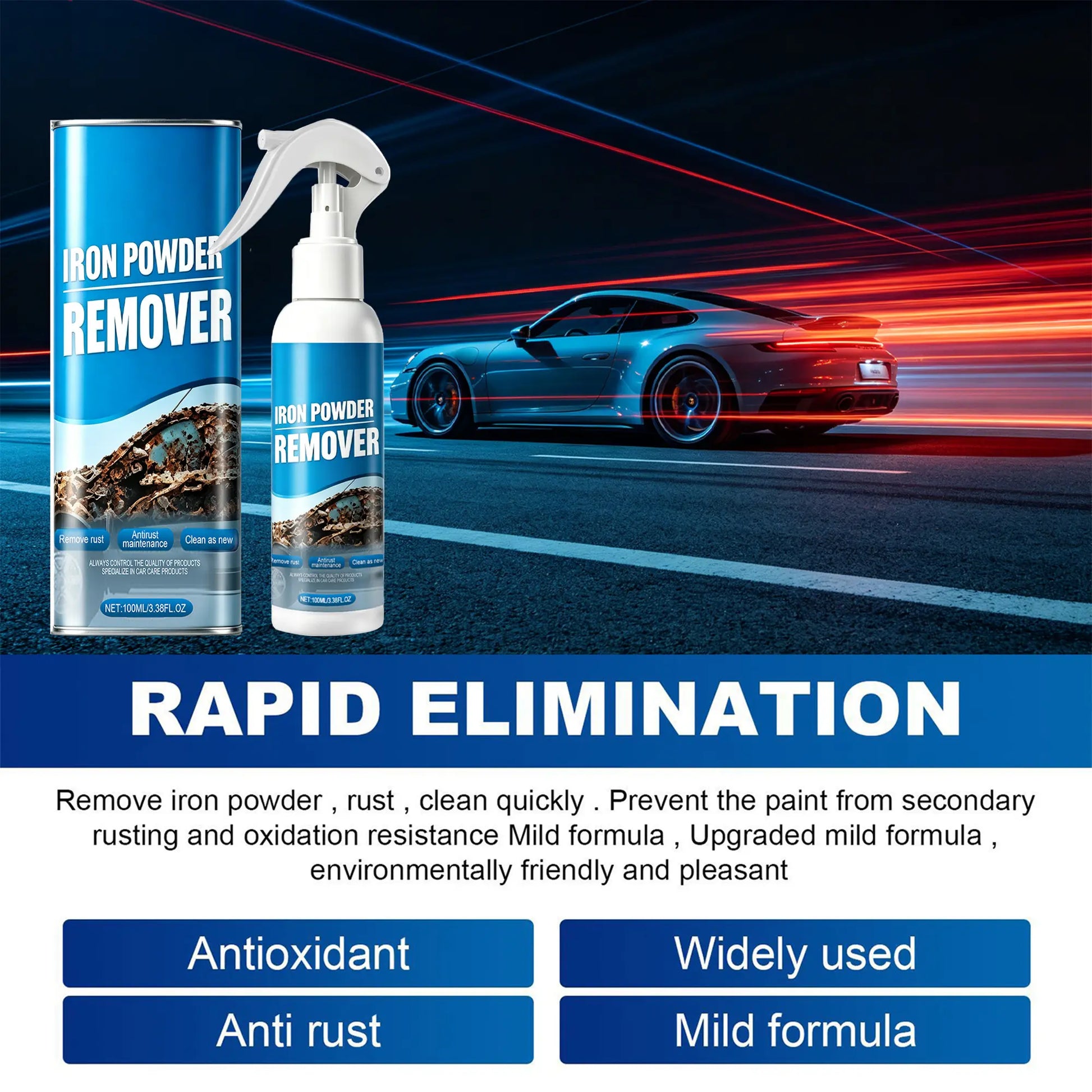 Car Rust Remover Spray for Wheels Rims Metal Surfaces