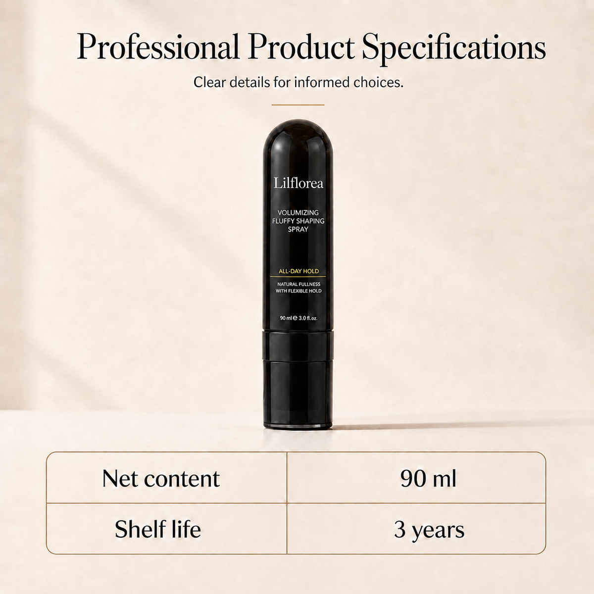 90ml Fluffy Hair Shaping Spray Long Lasting Volumizing Mist with Peach Fragrance