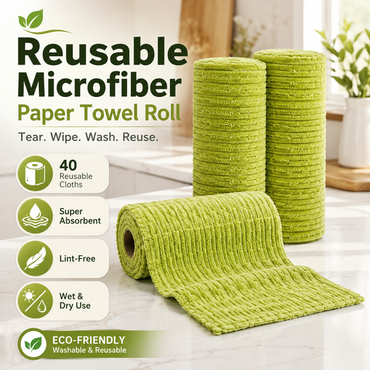 🧽 Reusable Kitchen Cleaning Towels – Tear, Wipe, Wash & Reuse ♻️🛒