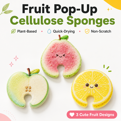 🍎 Plant-Based Fruit Dish Sponges – Biodegradable, Eco-Friendly & Faucet-Hanging 💧🌿🛒