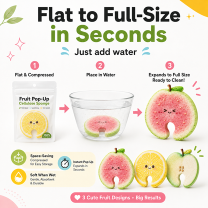 🍎 Plant-Based Fruit Dish Sponges – Biodegradable, Eco-Friendly & Faucet-Hanging 💧🌿🛒