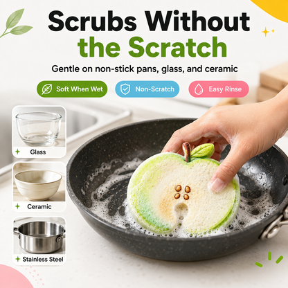 🍎 Plant-Based Fruit Dish Sponges – Biodegradable, Eco-Friendly & Faucet-Hanging 💧🌿🛒