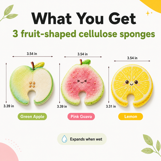 🍎 Plant-Based Fruit Dish Sponges – Biodegradable, Eco-Friendly & Faucet-Hanging 💧🌿🛒