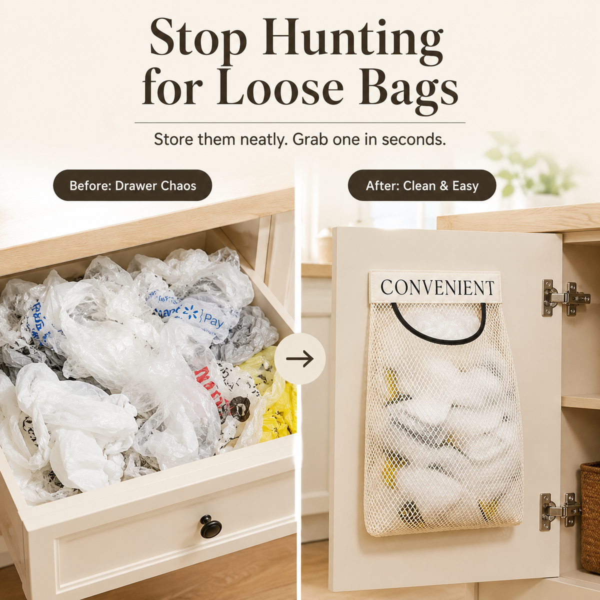 🛍️ Wall-Mounted Grocery Bag Organizer🛒