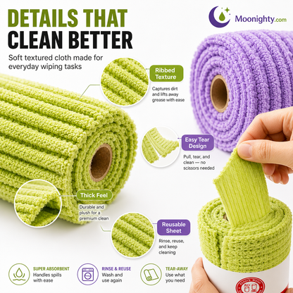 Multipurpose Reusable Tear-Off Cleaning Cloth Roll