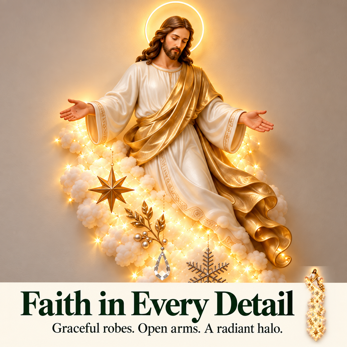 🎄 Christmas Sale ✨ Blessing Cloud Trail Wall Lights – Jesus, Mary & Star Angel