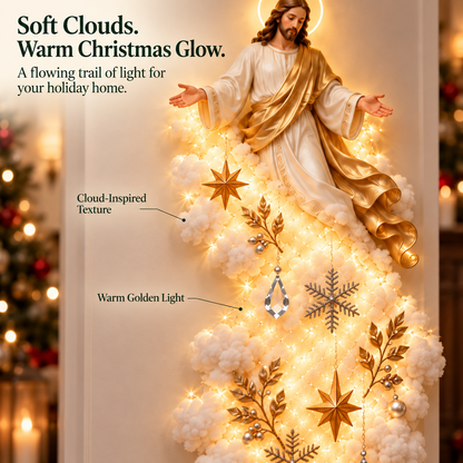 🎄 Christmas Sale ✨ Blessing Cloud Trail Wall Lights – Jesus, Mary & Star Angel