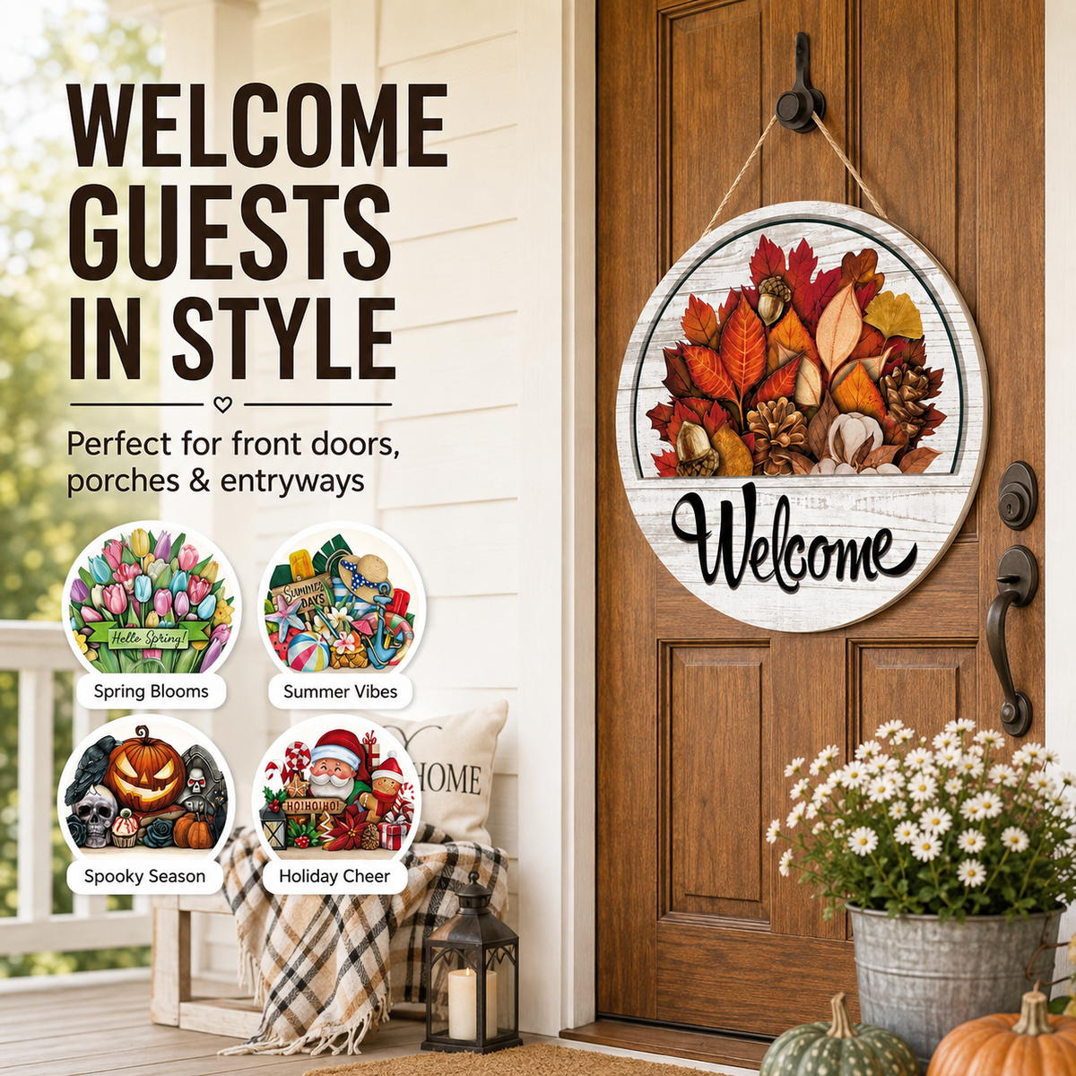 🚪 16-Piece Interchangeable Welcome Sign for Front Door