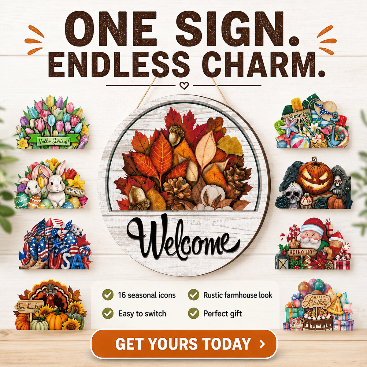 🚪 16-Piece Interchangeable Welcome Sign for Front Door