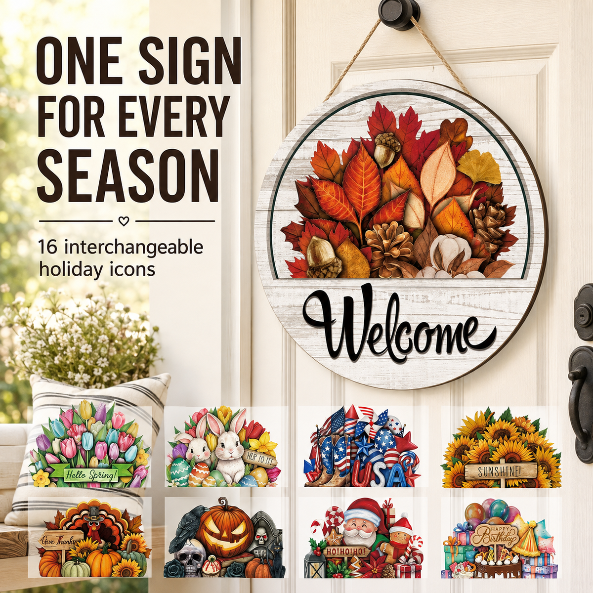 🚪 16-Piece Interchangeable Welcome Sign for Front Door