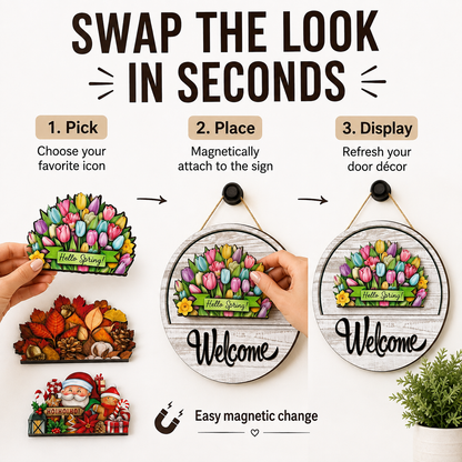 🚪 16-Piece Interchangeable Welcome Sign for Front Door