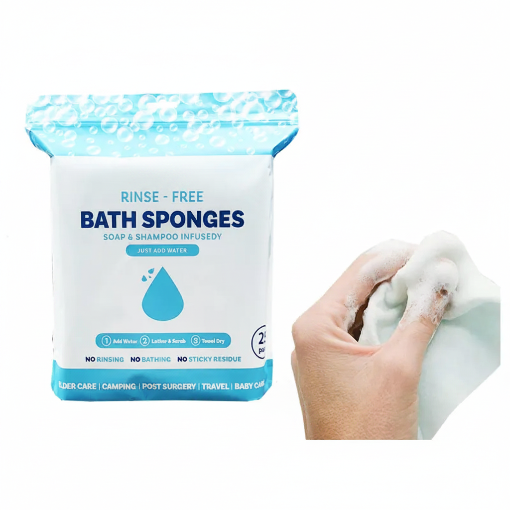 Fragrance-free rinse-free bathing wipes