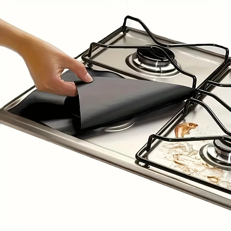 🥳2026 HOT SALE🥳💞50K+ SOLD!4-Piece Reusable Non-Stick Gas Stove Burner Covers – Heat-Resistant & Washable