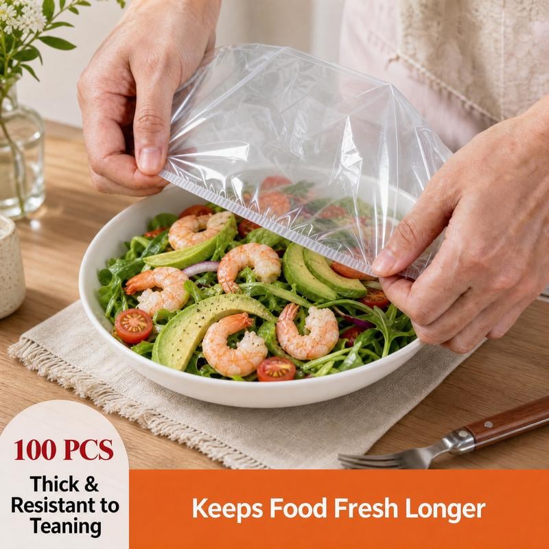 200Pcs Medium Reusable Elastic Plastic Bowl Covers - Kitchen Bread Proofing