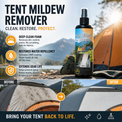 🔥Hot Sale - 50% OFF🔥⛺️Outdoor Mildew Stain Cleaner – Spray on, wipes off mold instantly. Eco‑friendly, won‘t ruin waterproofing. Tent, awning, shower curtain – all like new! 🏕️💪