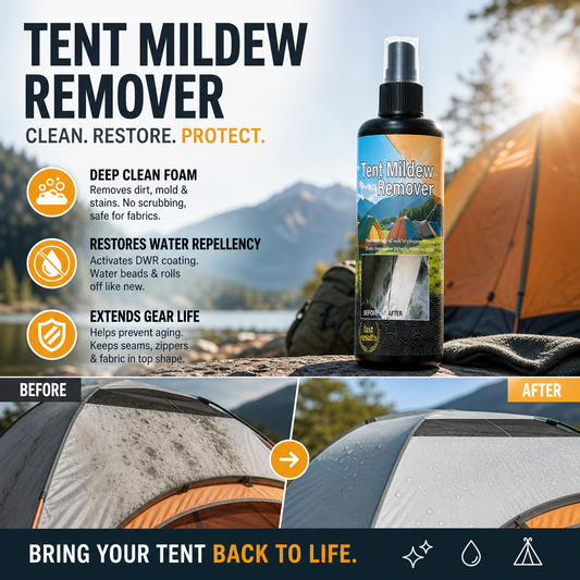 🔥Hot Sale - 50% OFF🔥⛺️Outdoor Mildew Stain Cleaner – Spray on, wipes off mold instantly. Eco‑friendly, won‘t ruin waterproofing. Tent, awning, shower curtain – all like new! 🏕️💪