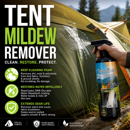 🔥Hot Sale - 50% OFF🔥⛺️Outdoor Mildew Stain Cleaner – Spray on, wipes off mold instantly. Eco‑friendly, won‘t ruin waterproofing. Tent, awning, shower curtain – all like new! 🏕️💪