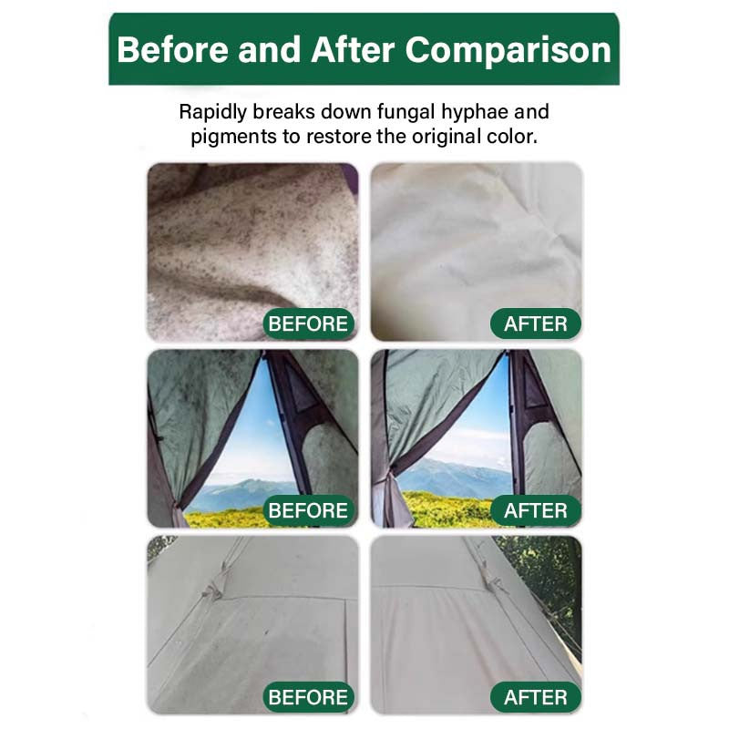 🔥Hot Sale - 50% OFF🔥⛺️Outdoor Mildew Stain Cleaner – Spray on, wipes off mold instantly. Eco‑friendly, won‘t ruin waterproofing. Tent, awning, shower curtain – all like new! 🏕️💪