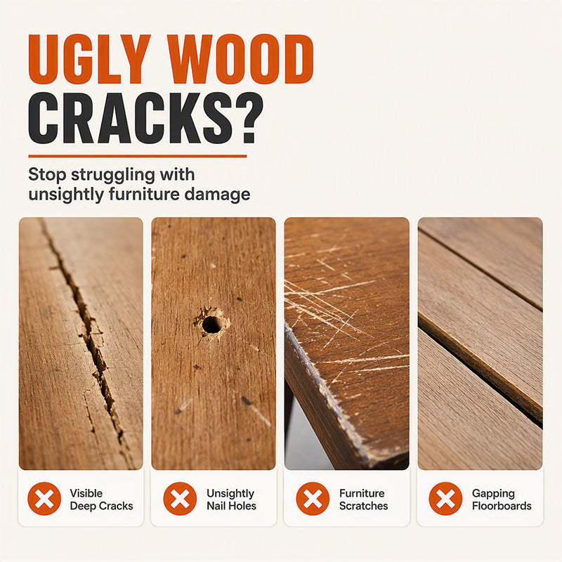 🔥50% OFF NOW! Professional Wood Filler for Cracks Holes & Scratches, Sandable Paintable Wood Repair Paste, Shrink‑Resistant Wood Putty for Indoor & Outdoor Wooden Surfaces Restoration