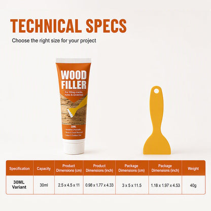 🔥50% OFF NOW! Professional Wood Filler for Cracks Holes & Scratches, Sandable Paintable Wood Repair Paste, Shrink‑Resistant Wood Putty for Indoor & Outdoor Wooden Surfaces Restoration