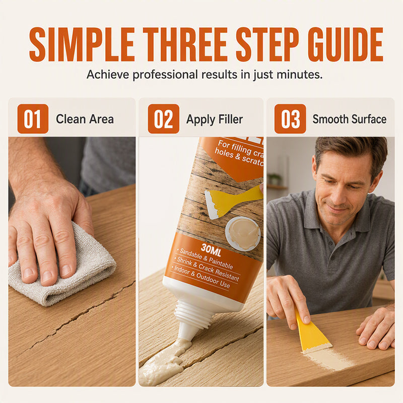🔥50% OFF NOW! Professional Wood Filler for Cracks Holes & Scratches, Sandable Paintable Wood Repair Paste, Shrink‑Resistant Wood Putty for Indoor & Outdoor Wooden Surfaces Restoration